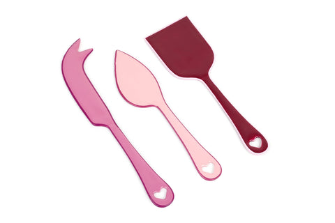 Pink Enamel Cheese Knife Set - Set of 3