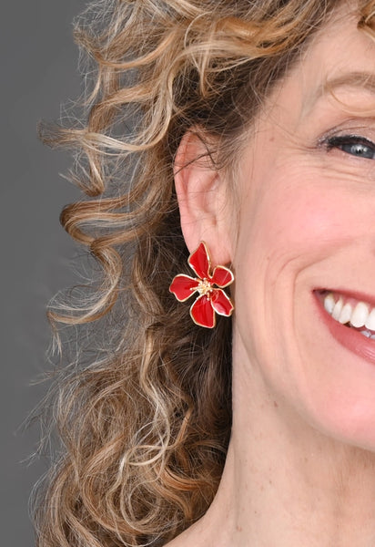 Bloom Earrings - Red