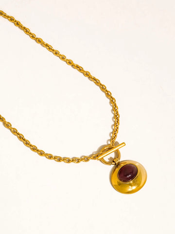 Pine 18K Red Stone Pendant Necklace
