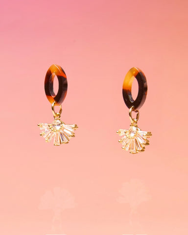 Tiny and Dainty Post Earrings - Tortoise