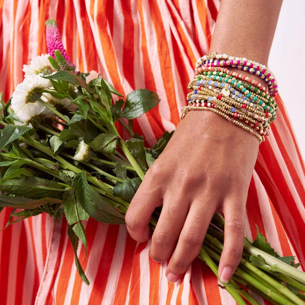Ashley Small Stretch Bracelet - Mint + Gold