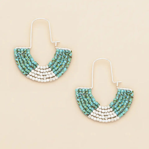 Miyuki U-Hoop Earring - Speckled Turquoise/Silver
