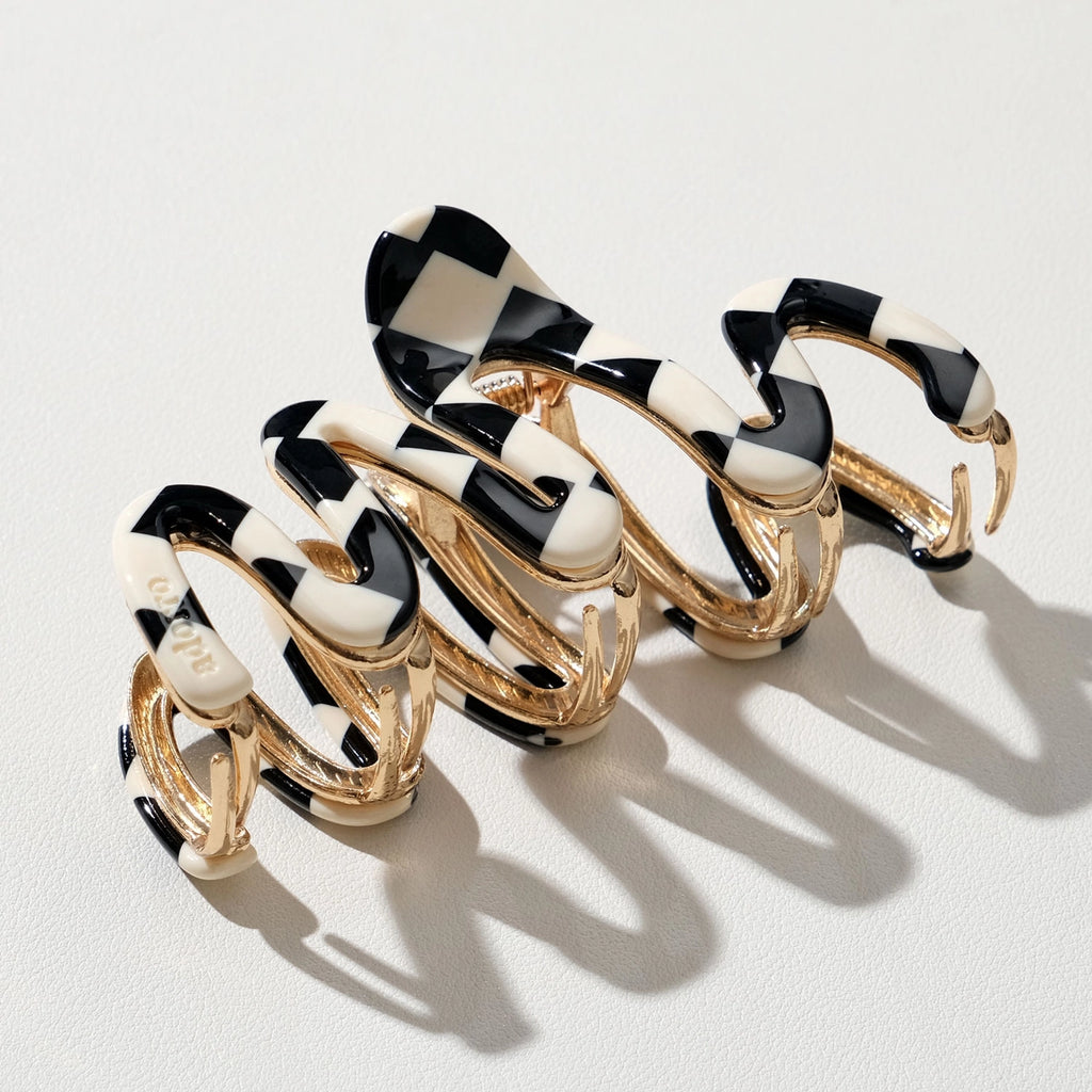 Willow Large Squiggle Metal Clip - Checkmate