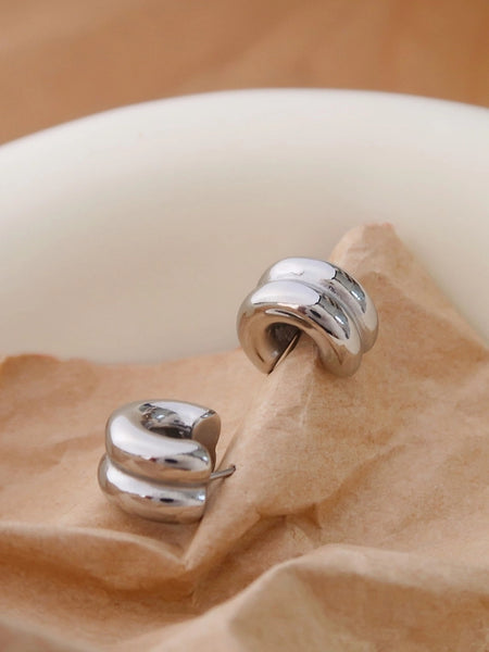 Emma Double C-Hoop Earring - Silver