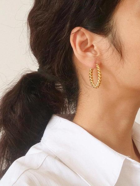 Brook Gold Braided Hoop Earrings