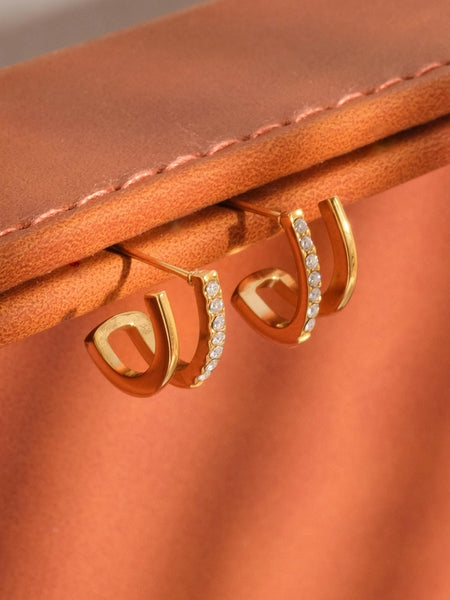 Dulce 18K Cz Double Hoop Studs