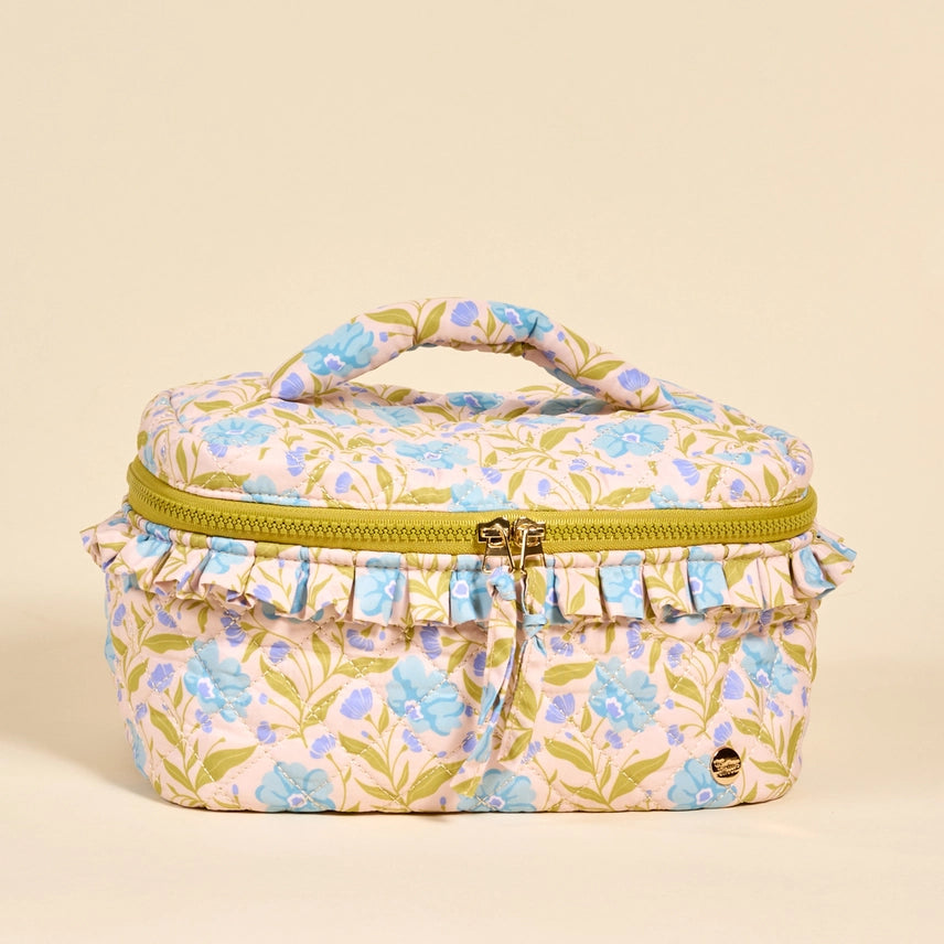 Glam & Go Quilted Cosmetic Bag – Poppin' Petals Aqua