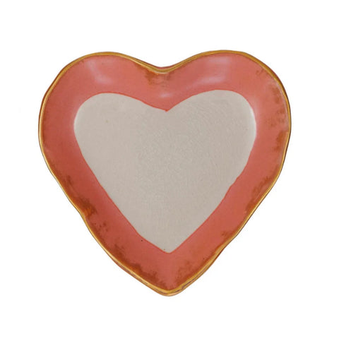 Large Stoneware Heart Dish -- Rose