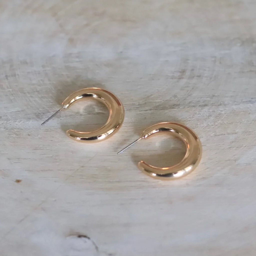 Gold crescent hoop earrings Clearance