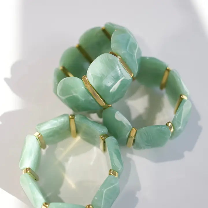 Emma Stretch Bracelet - Light Greem