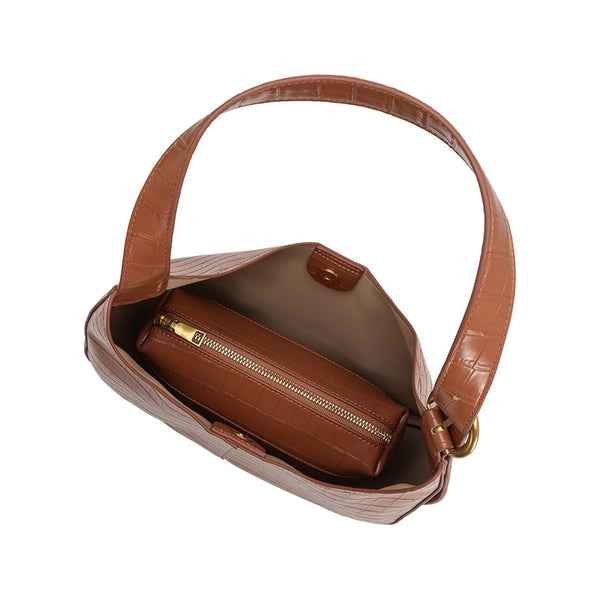 Stefanie Vegan Leather Shoulder Bag - Camel