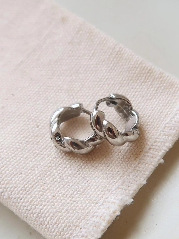 Silver Brea 18K Twisted Hoop Earrings