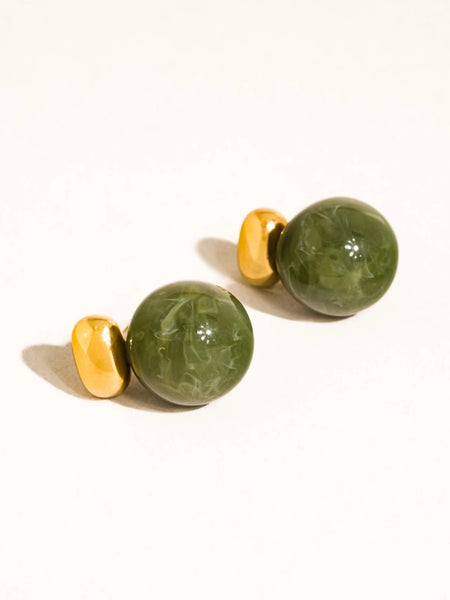 Velisse Green Marble Ball Earring