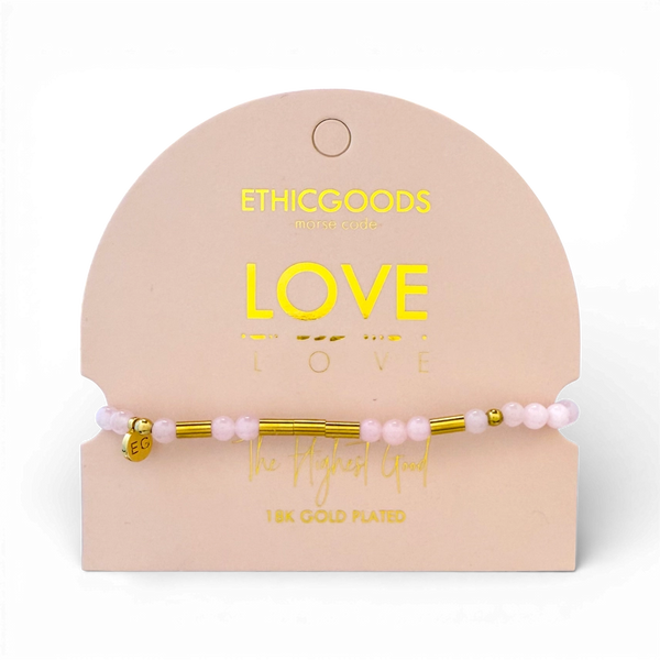 Morse Code Gold & Stone Bracelet - Love