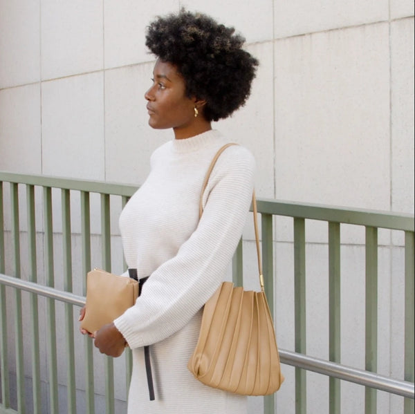 Elle Vegan Leather Bag with Pouch - Taupe