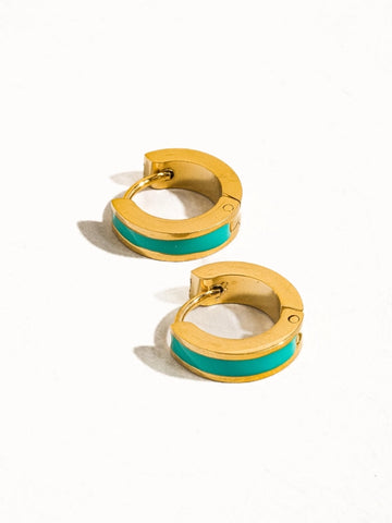 Etta 18K Colored Hoop Earrings - Turquoise