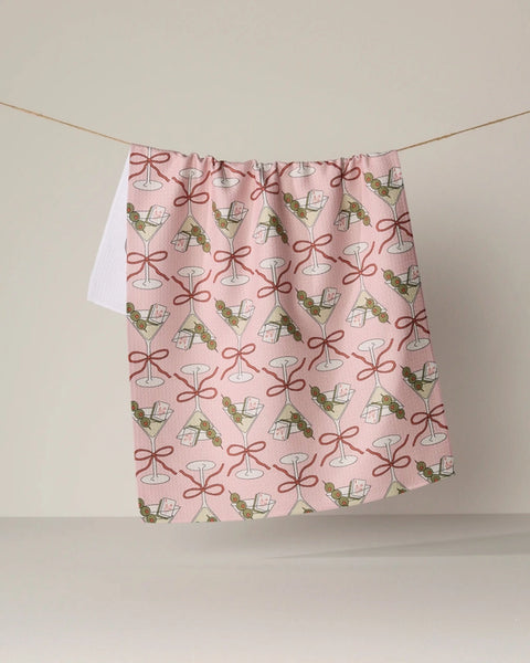 Flower-Tinis Mahjong Tea Towel