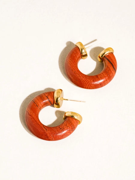 Quinnley Western Natural Stone Hoop Earring - Red