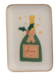 Enameled Metal Tray w/ Gold Edge - Champagne