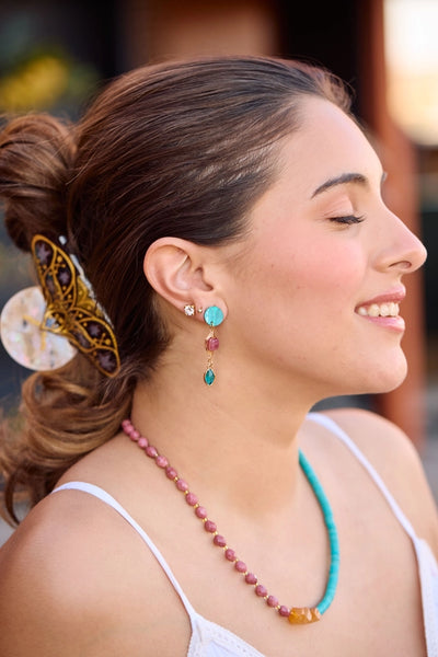 Good Fortune Jade Glam Dangles - Blue