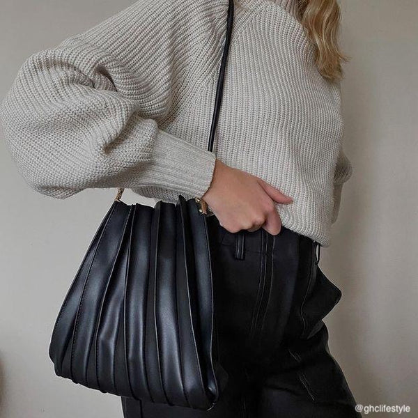 Elle Vegan Leather Bag with Pouch - Black