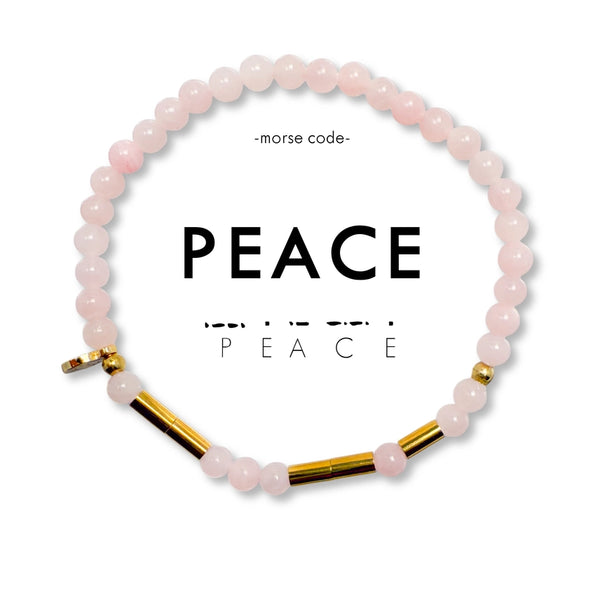 Morse Code Gold & Stone Bracelet - Peace