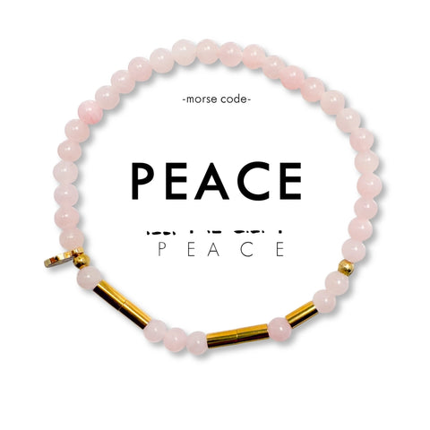 Morse Code Gold & Stone Bracelet - Peace
