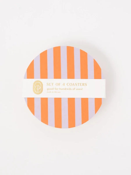 Ultra Violet and Orange Striped Coaster - Set of 4