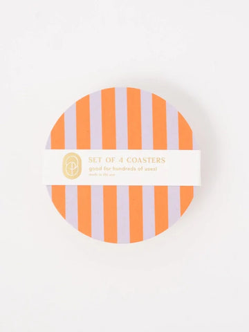Ultra Violet and Orange Striped Coaster - Set of 4