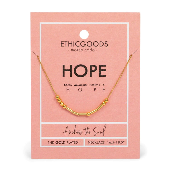 Gold Morse Code Beaded Necklace - Hope