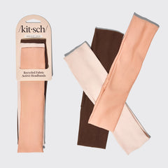 Recycled Fabric Active Headbands 3pc Set - Rosewood