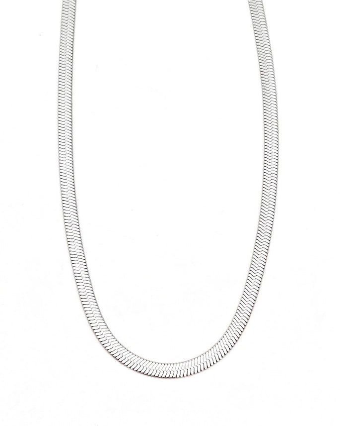 Lyra Herringbone Necklace - Silver 16"