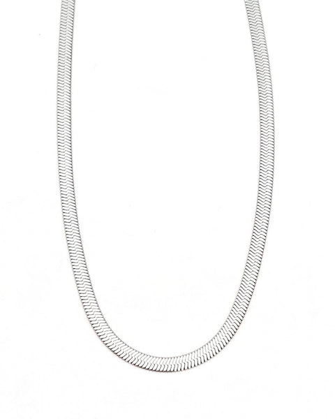 Lyra Herringbone Necklace - Silver 16"