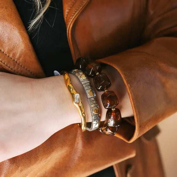 Paloma Chunky Beaded Bracelet - Tortoise