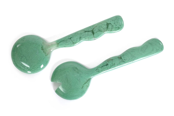 Resin Salad Server - Green Scalloped