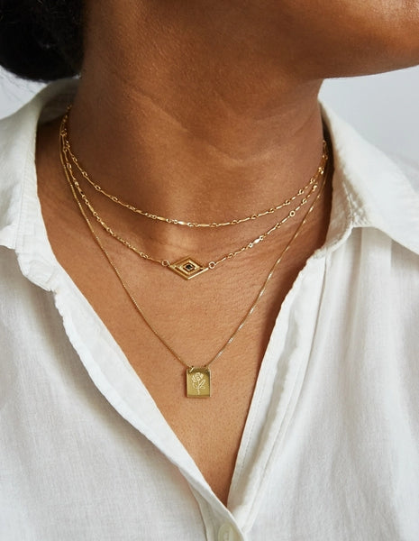 Gold Diamond Eye Medallion Necklace