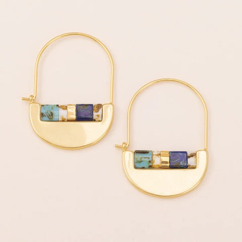 Miyuki Crescent Hoop - Indigo / Gold