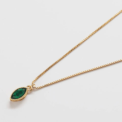 Green CZ Teardrop Necklace