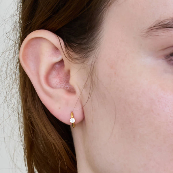 White Cz Mini Huggie