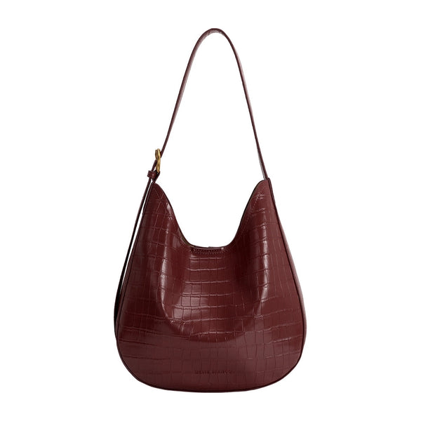 Stefanie Vegan Leather Shoulder Bag - Burgundy