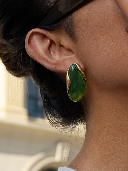 Maélie 18K Resin Drop Earrings - Green