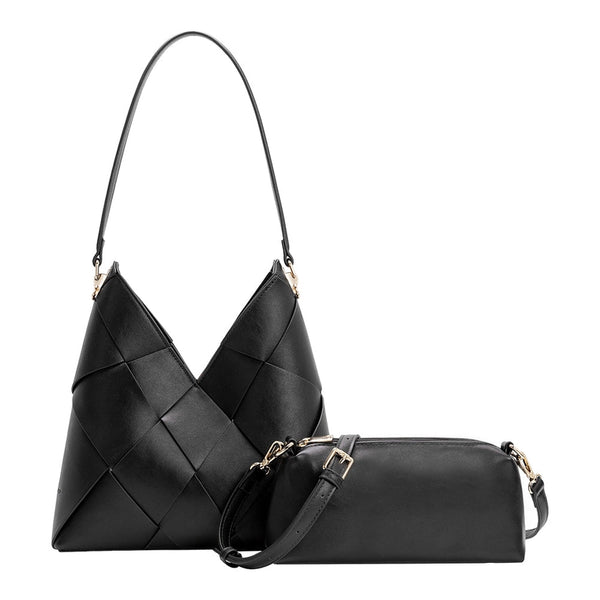 Phaedra Vegan Leather Shoulder Bag - Black