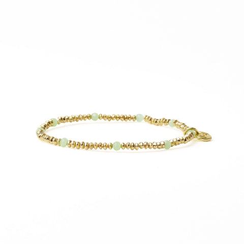 Ashley Small Stretch Bracelet - Mint + Gold