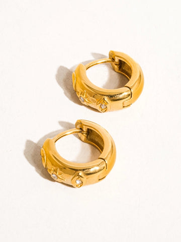 Orazio 18K Gold Non-Tarnish Cz Star Hoop Earrings