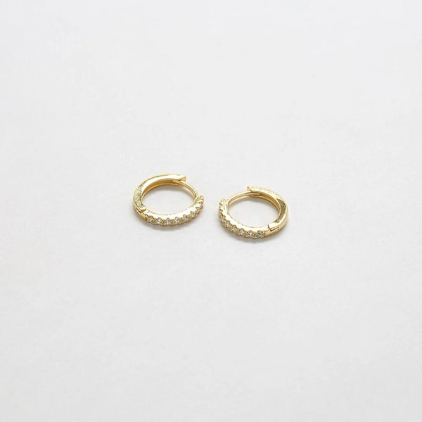 Gold Pave CZ Huggie Hoop Earring