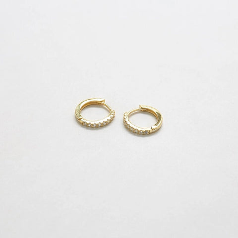 Gold Pave CZ Huggie Hoop Earring