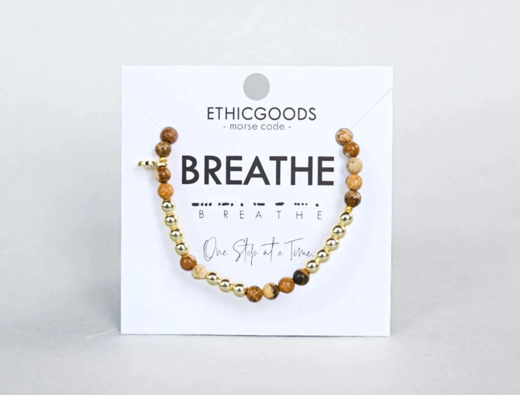 Gold Morse Code Bracelet - Breathe