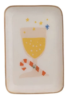 Enameled Metal Tray w/ Gold Edge - Sparkling