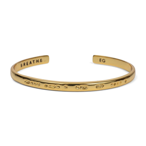 Gold Morse Code Stamped Cuff Bracelet - Breathe