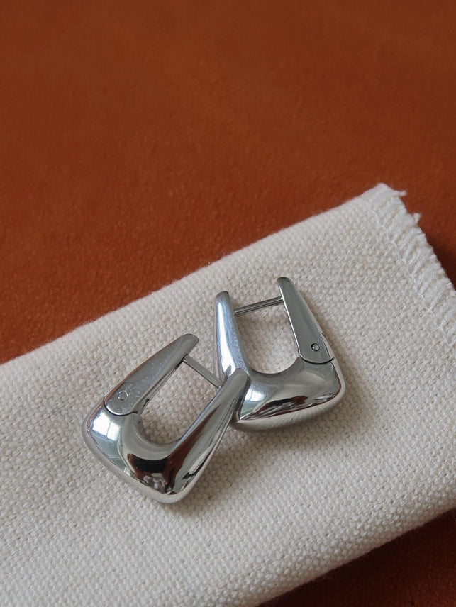 Silver Cadance 18K Geometric Hoop Earrings